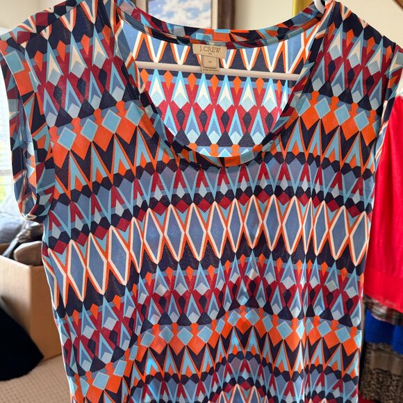 J Crew silk short sleeve color block blouse- size 00 - Picture 3 of 7